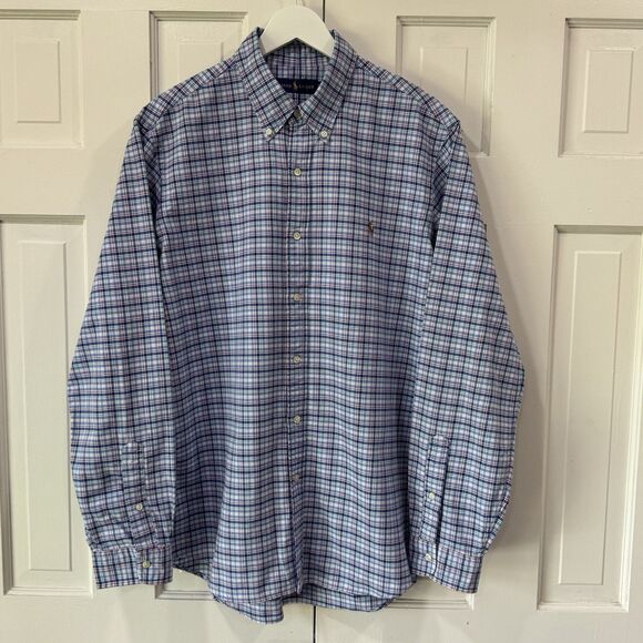 Ralph Lauren Check Plaid Button Down Shirt Long Sleeve Collared Mens XL - Picture 2 of 11